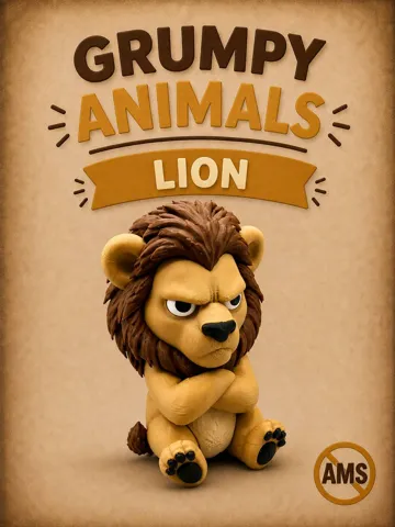 Modelo para impresión 3D: Grumpy Lion — vista de referencia 2