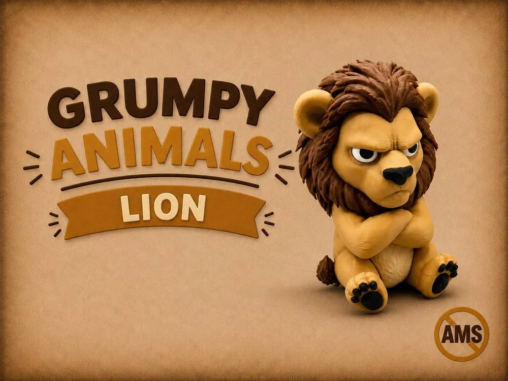 Modelo para impresión 3D: Grumpy Lion. Referencia del modelo original.