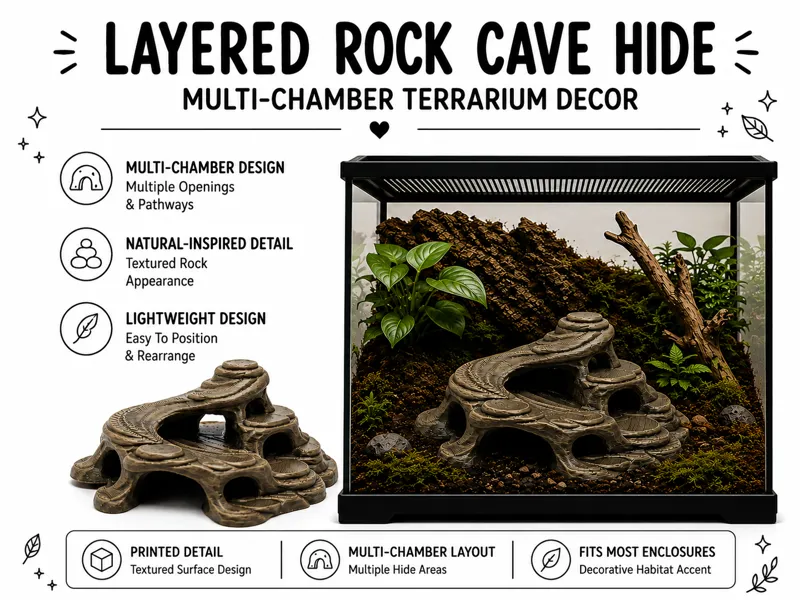 Layered Rock Cave Hide – Multi-Chamber