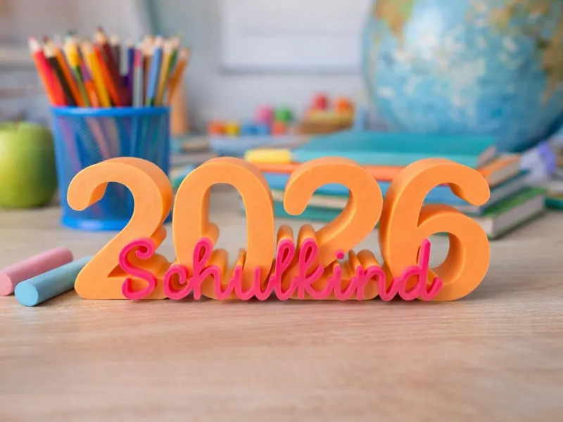 Schulkind 2026 - Persönlicher 3D-Schriftzug