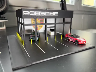Porsche Showroom for 1:64 scale cars , 1/64