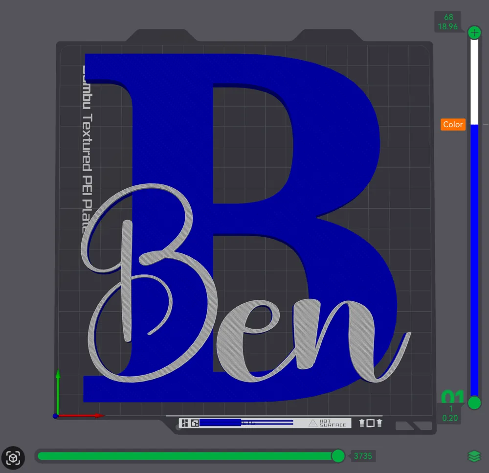 BEN name sign ornament nameplate initial - Free 3D Print Model - MakerWorld