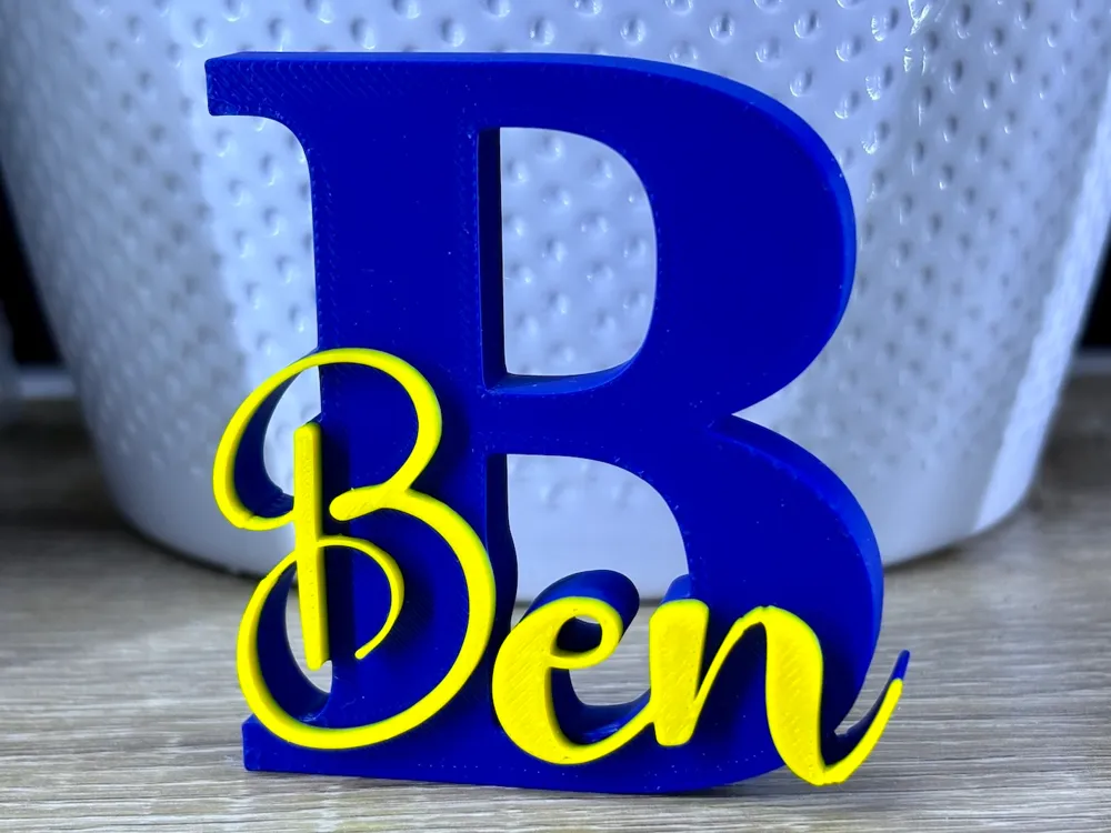 BEN name sign ornament nameplate initial - Free 3D Print Model - MakerWorld