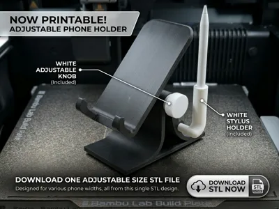 Adjustable Phone Stand with Stylus & Pen Holder