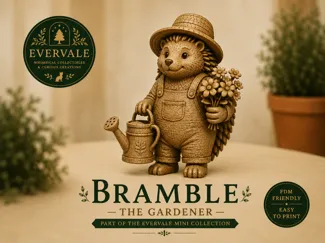 Storybook Porcupine Gardener|Easy Print Miniature 
