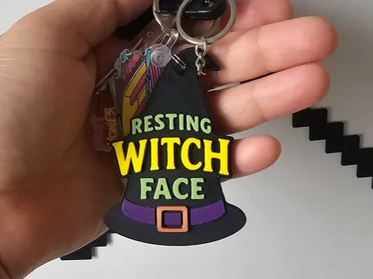 Punny witch keyring