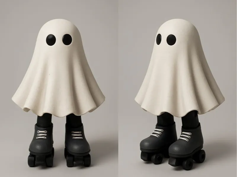 Cute Ghost on Roller Skates Figurine 