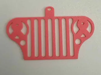 Jeep grill w/ cancer awareness ribbons