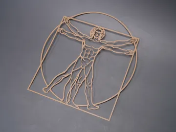 Cuadro decorativo en 3D: Leonardo da Vinci Vitruvian Man – Flat Wall Art — vista de referencia 5