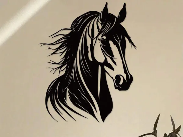 Décoration murale tête de cheval en 10 pièces