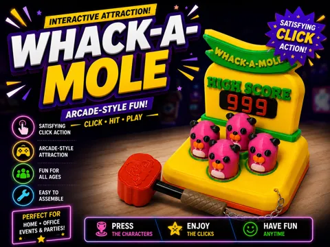 Escenografía en miniatura: WHACK-A-CLICK – Mechanical Whack-A-Mole Attraction — referencia de MakerWorld
