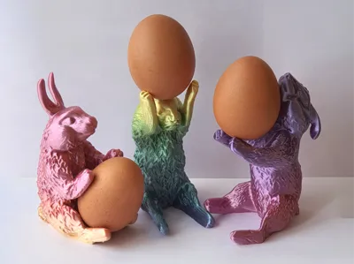 Easter rabbits eggs holder set