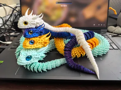 Revamped Four-Poled Xuan Snake—Print-in-Place Articulated Version—Year of the Snake Gift