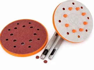 Template for cutting holes in grinding discs