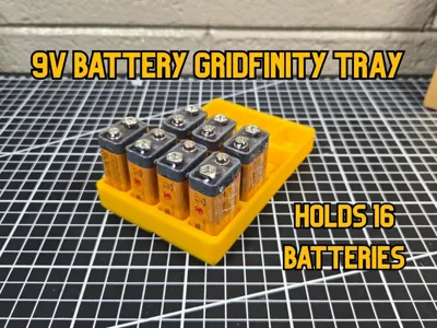 9V Battery Gridfinity Bin (3x2x3)