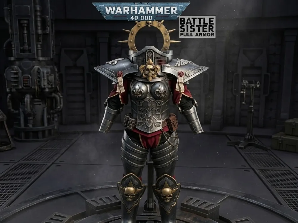 Tapa o cubierta: Battle Sister full armor. Referencia del modelo original.