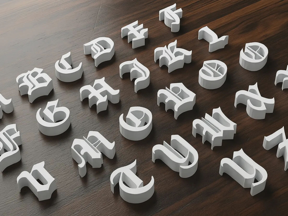 Alphabet gothique 3D