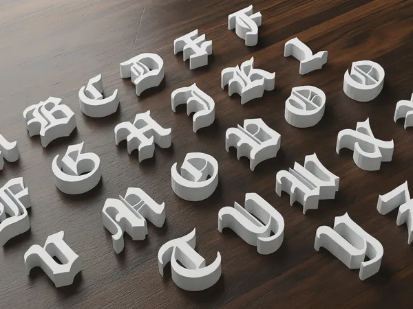 Alphabet gothique 3D