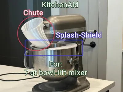 Chute and Splash Shield for Kitchen Aid: 7qt