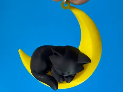 Sleeping Cat Keychain | Moon Cat Charm | No AMS