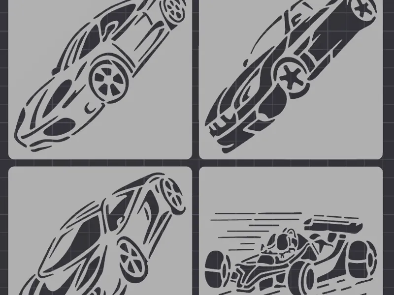 Race Cars stencils (set of 4)