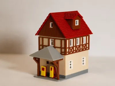 Vintage Timbered Gas Station (1:87 TT / 1:120 HO)
