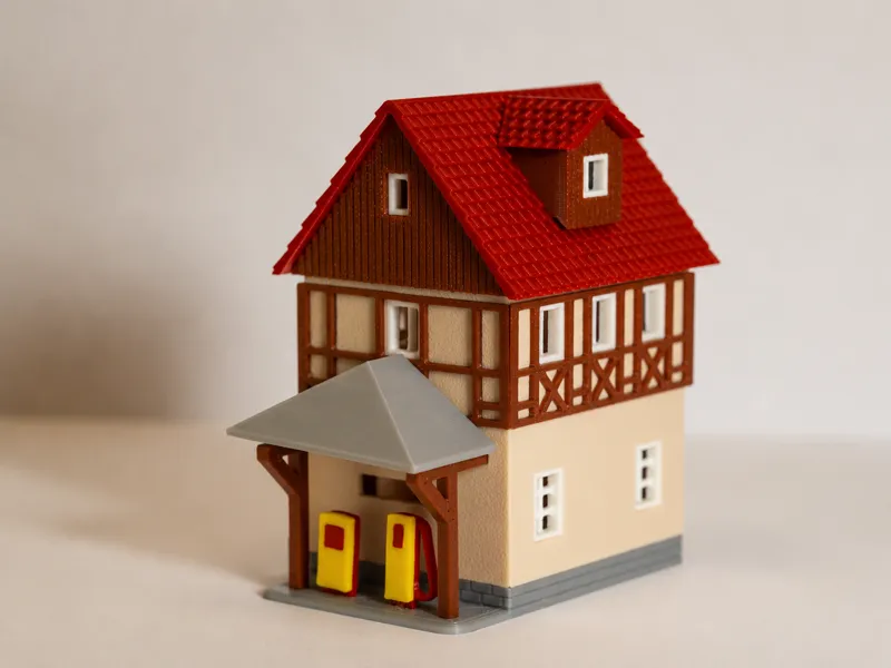 Vintage Timbered Gas Station (1:87 TT / 1:120 HO)