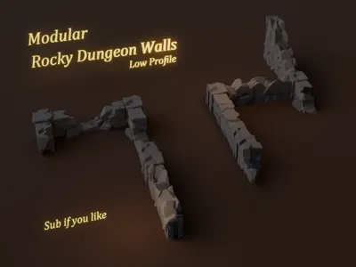 Modular Rocky DungeonWalls–Low Profile Terrain Set