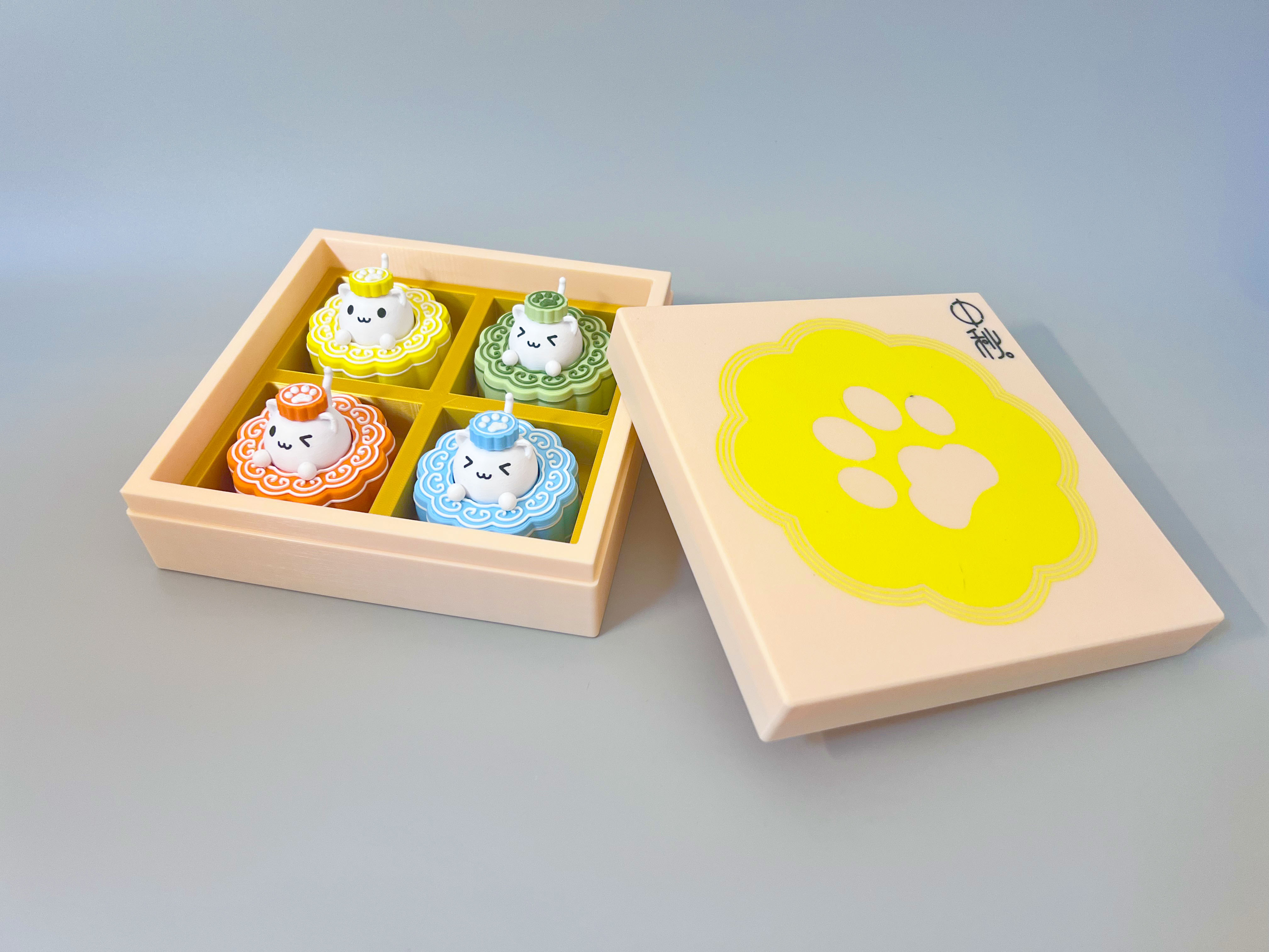 Miniatura 4 do modelo 3D 「中秋月饼猫猫礼盒」一盒四只，萌趣满满·好运相伴！