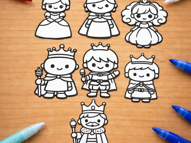 kawai roi, reine, prince, princesse coloriage