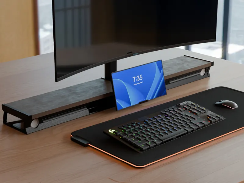 Under monitor riser and organizer