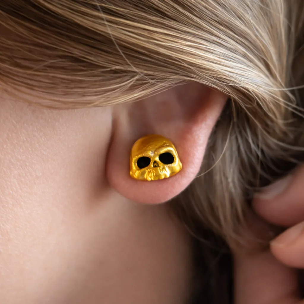 ZKULL Magnetic Skull Earrings (No Piercing) view 2