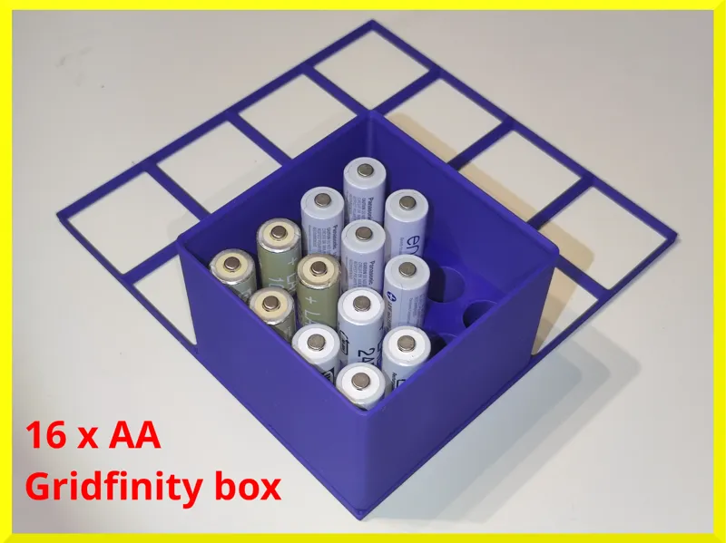 Gridfinity AA battery box 4x4 = 16