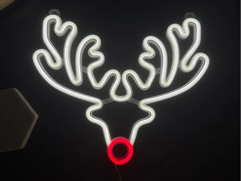 Festive Rudolph the Reindeer Neon Christmas Sign