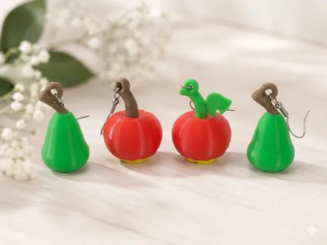Apple And Pear Fruit Earrings