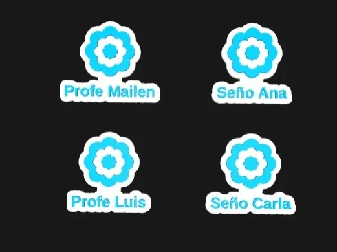 Escarapelas 4 nombres en una placa editables