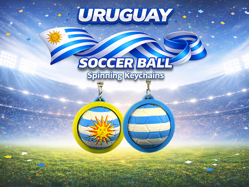 Uruguay Futbol Soccer Spinning Keychain