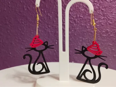 Cat Christmas hat earrings