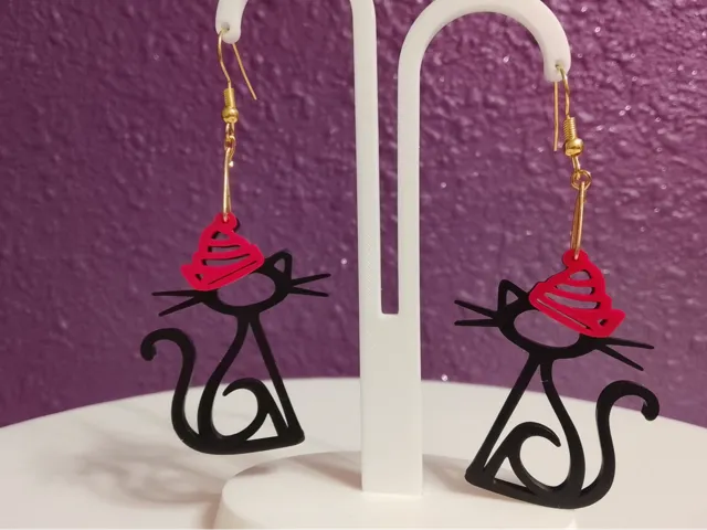 Pendientes gato gorro Navidad