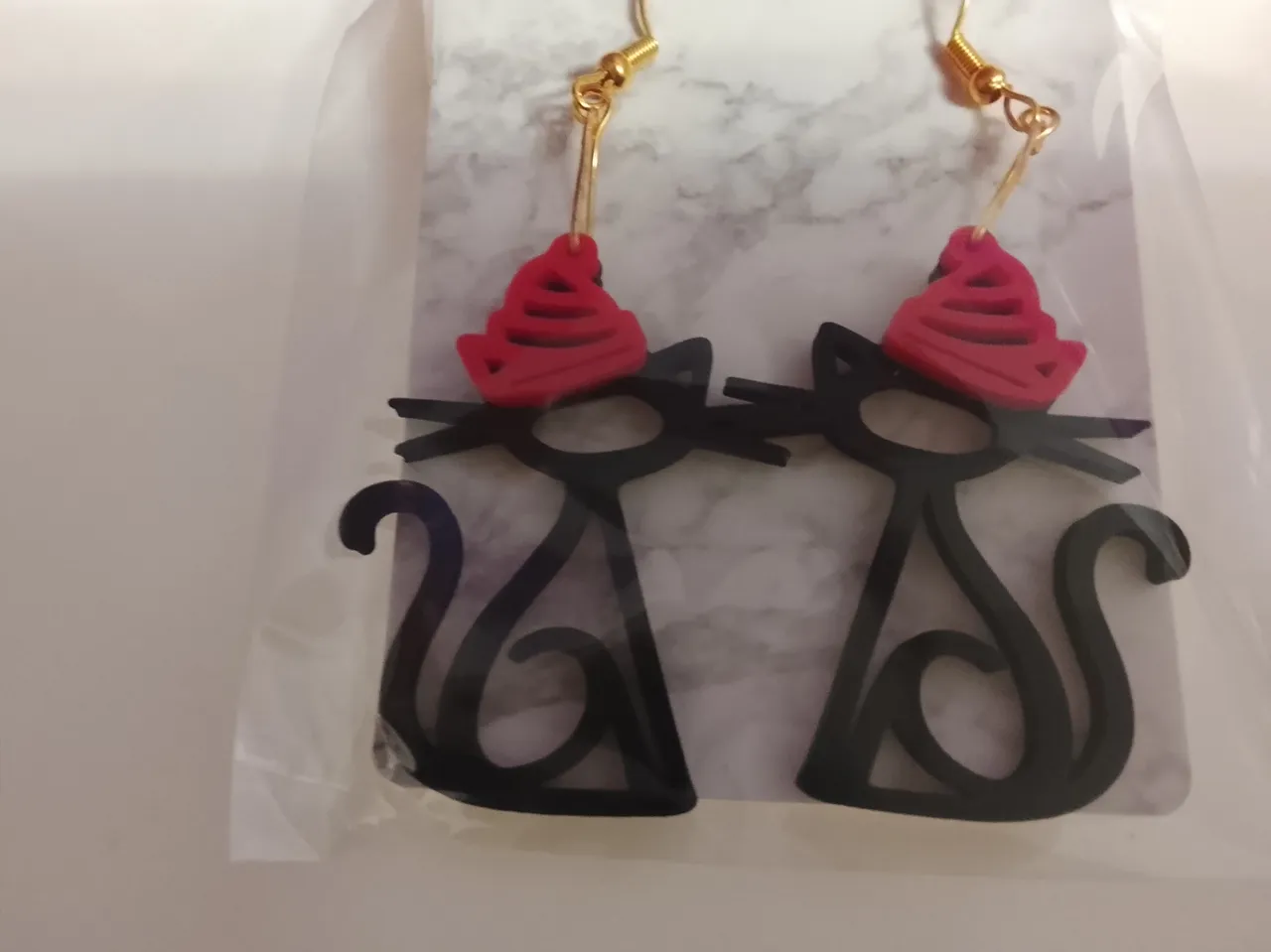Pendientes gato gorro Navidad view 2