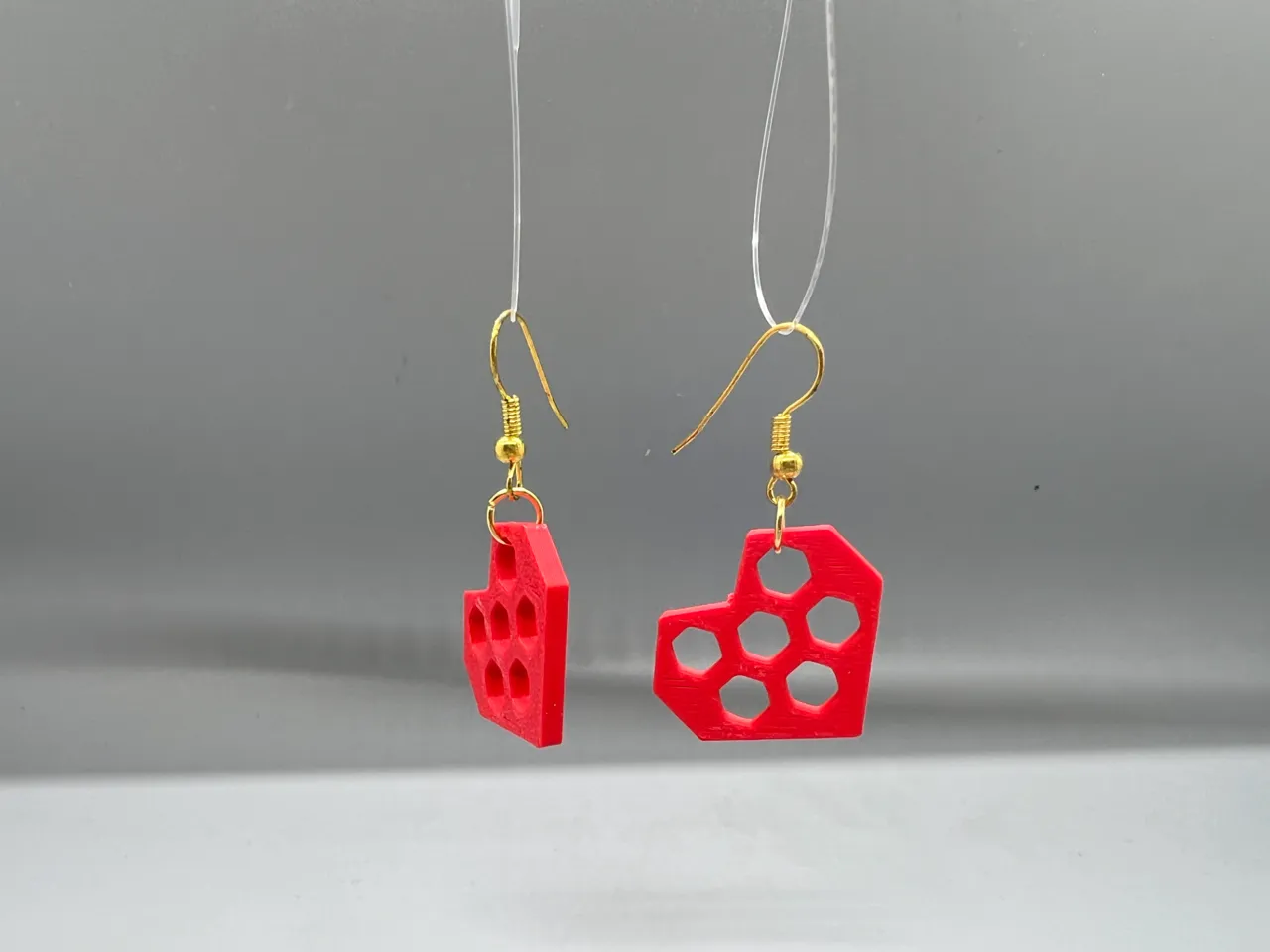 Hex Pattern Heart Earrings view 2