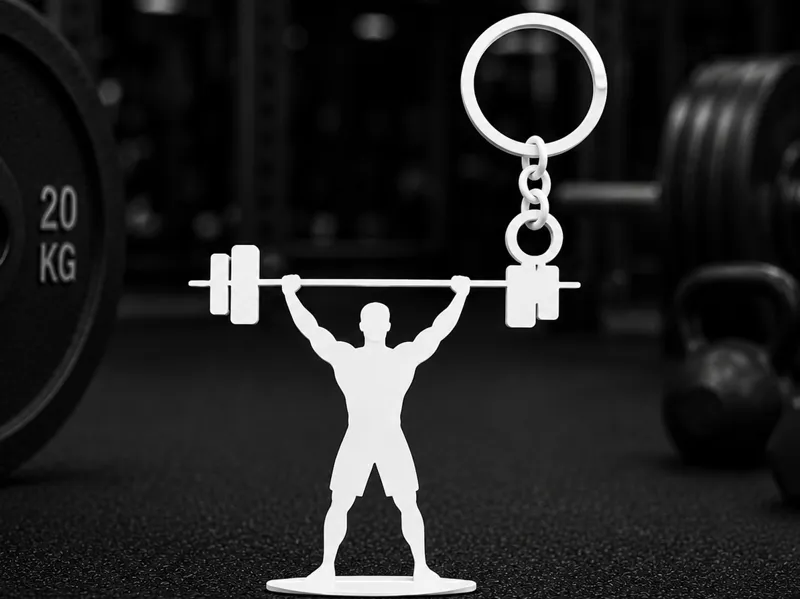 Barbell Keychain