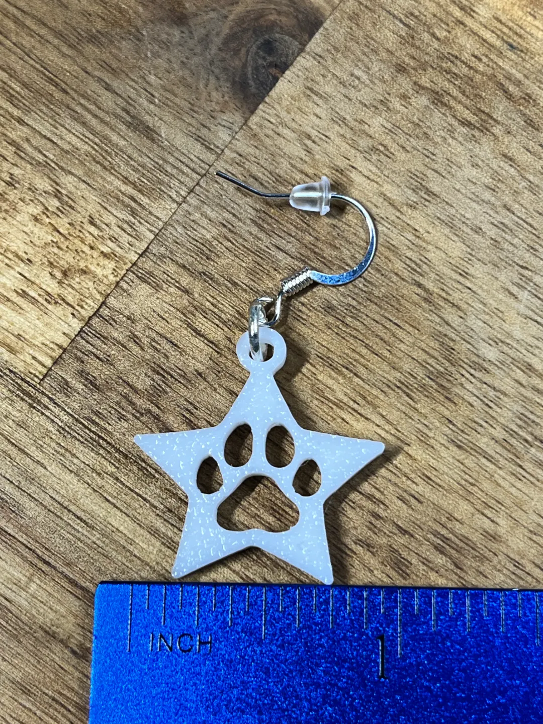 Star with Paw Print Earrings view 2