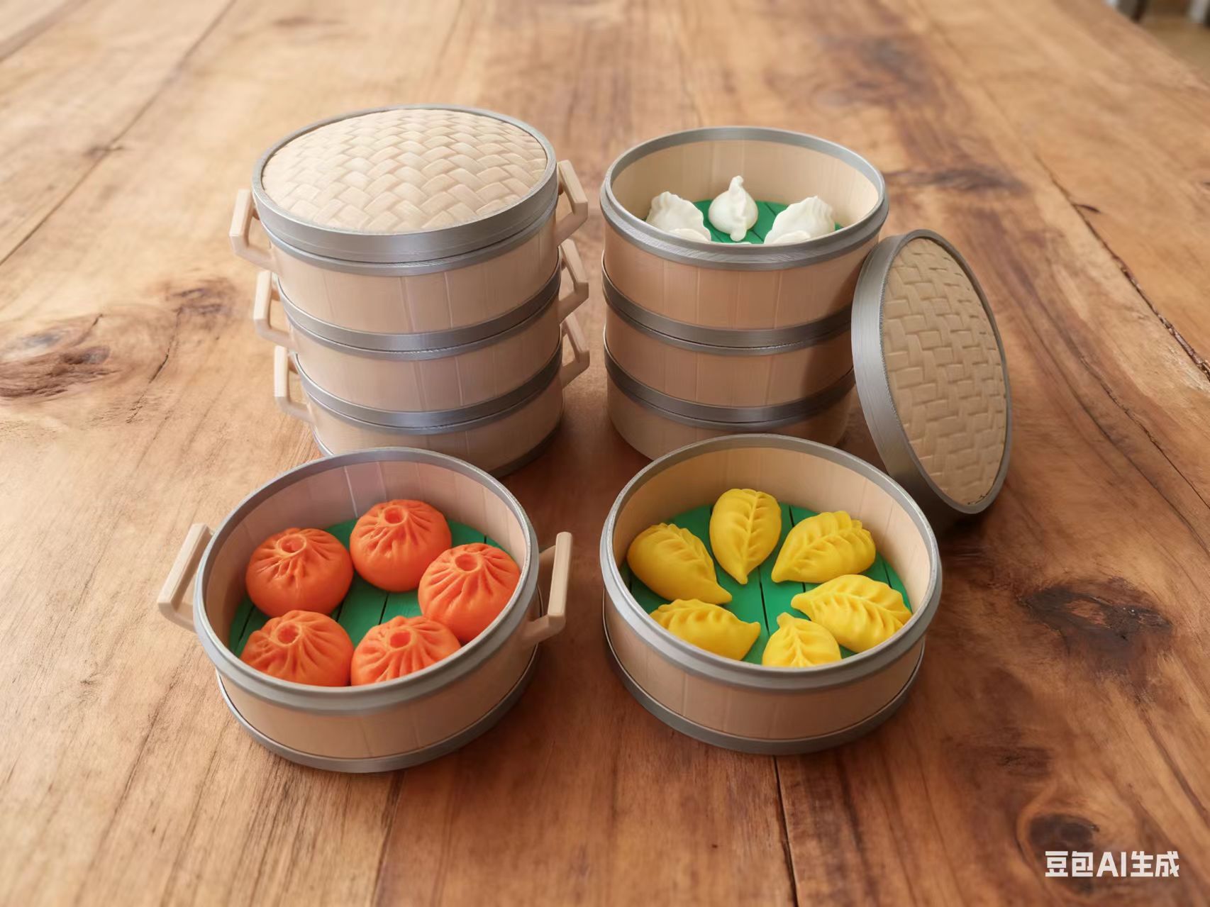 Miniatura 2 do modelo 3D 小笼包笼屉创意收纳盒