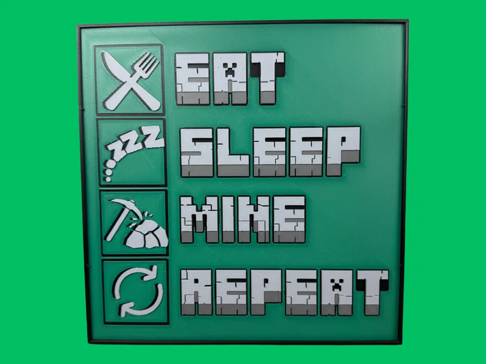 Eat Sleep Mine Repeat - Minecraft Sign