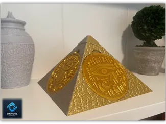 Egyptian Coaster Set with Pyramid Display Holder