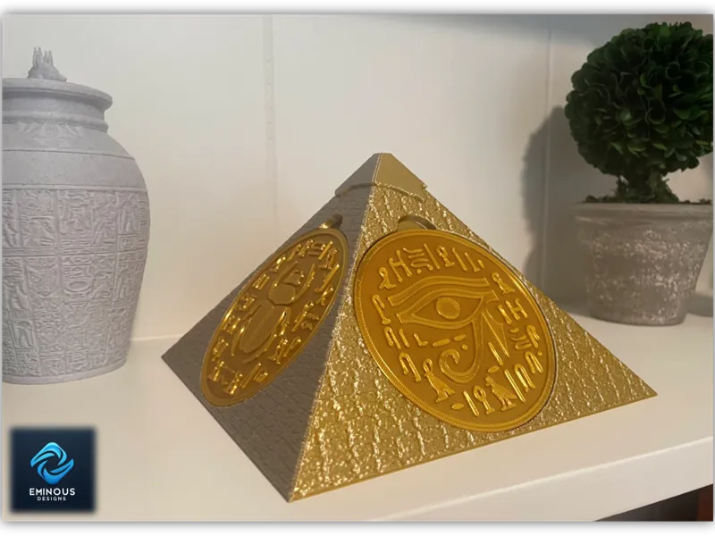 Egyptian Coaster Set with Pyramid Display Holder