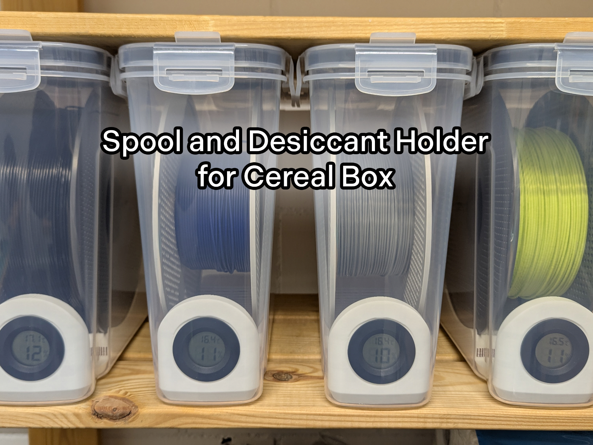 Filament Spool and Desiccant Holder for Cereal Box