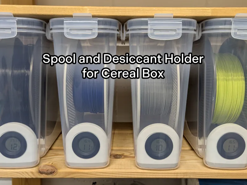 Filament Spool and Desiccant Holder for Cereal Box