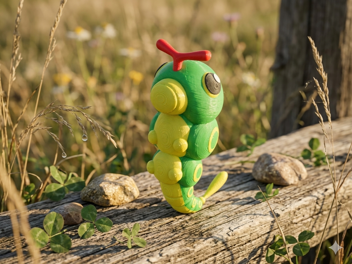 Caterpie Pokemon Figure Multi-Color Print